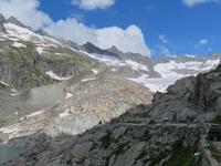 Fahrt über den Furka Pass - Blick zum Rhonegletscher
