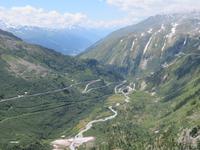 Fahrt über den Furka Pass - Blick nach Gletsch