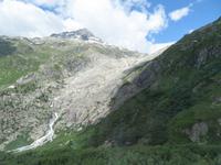 Fahrt über den Furka Pass - Blick zum Bett des Rhonegletscher