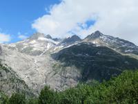 Fahrt über den Furka Pass - Blick zum Rhonegletscher