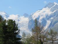 Fahrt mit dem Bernina-Express - Blick zum Piz Bernina und zum Morteratsch- Gletscher