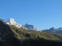 Folklore-Abend auf Sunnegga - Blick zum Breithorn und zum Kleinen Matterhorn
