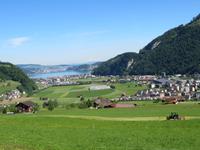 Fahrt mit der Stanserhorn-Bahn - Blick zum Vierwaldstättersee