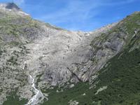 Fahrt mit der Furka-Dampfbahn -Blick zum Bett des Rhonegletscher