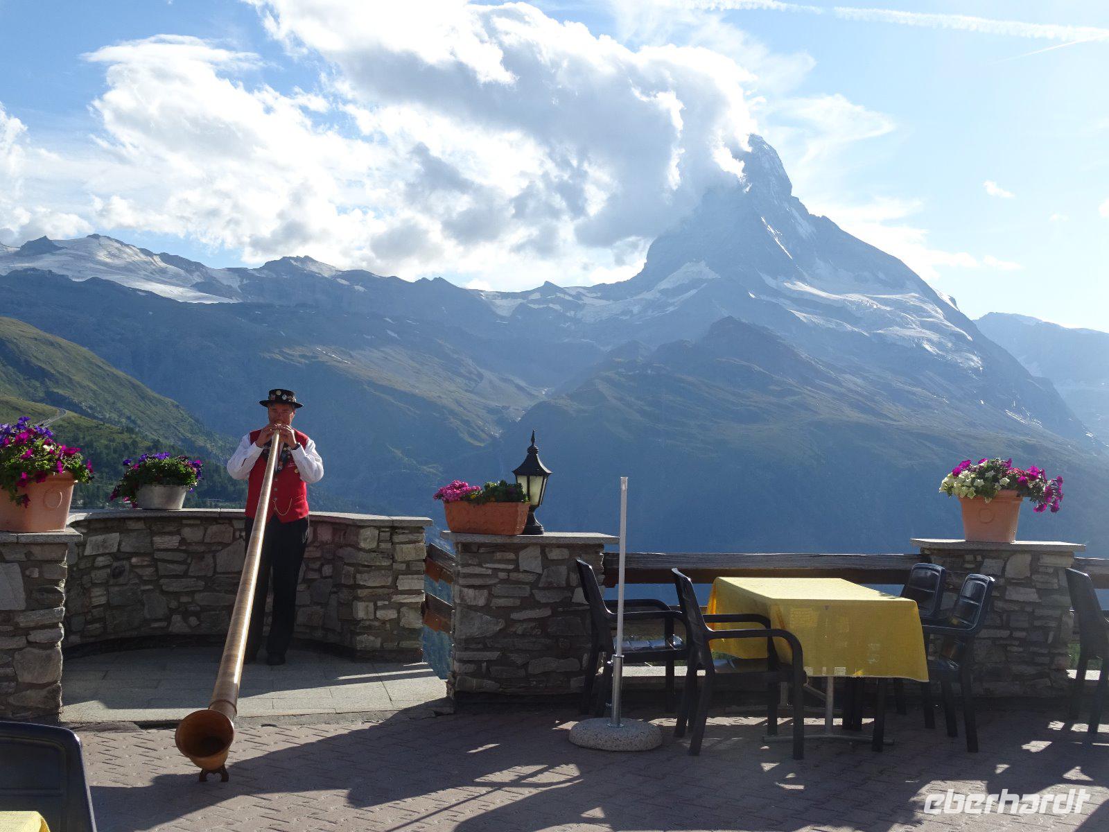 Zermatt, Sunneggga, Blick auf Matterhorn, Folkloreabend