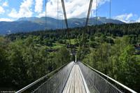 Goms Hängebrücke über die Rhone, die hier deutsch Rotten heißt, sie führt von Fürgangen nach Mühlebach