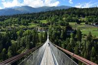 Goms Hängebrücke über die Rhone, die hier deutsch Rotten heißt, sie führt von Fürgangen nach Mühlebach