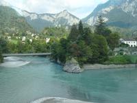 Reichenau, Zusammenfluss von Hinter- (links) und Vorderrhein 