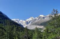 Fahrtimpressionen mit dem Bernina-Express (Morteratsch-Gletscher)