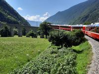 Fahrtimpressionen mit dem Bernina-Express (Kreisviadukt von Brusio)