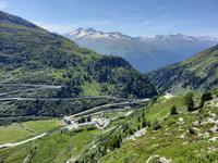 Grimselpass-Straße - Blick nach Gletsch und zur Furkapass-Straße 