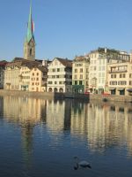 Blick von der Limmat auf Zürich