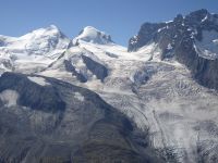 Gornergrat: Blick auf Castor und Pollux mit Gletscher