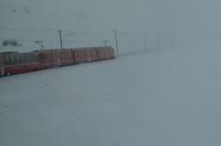 Schnee und Nebel am Bernina-Pass
