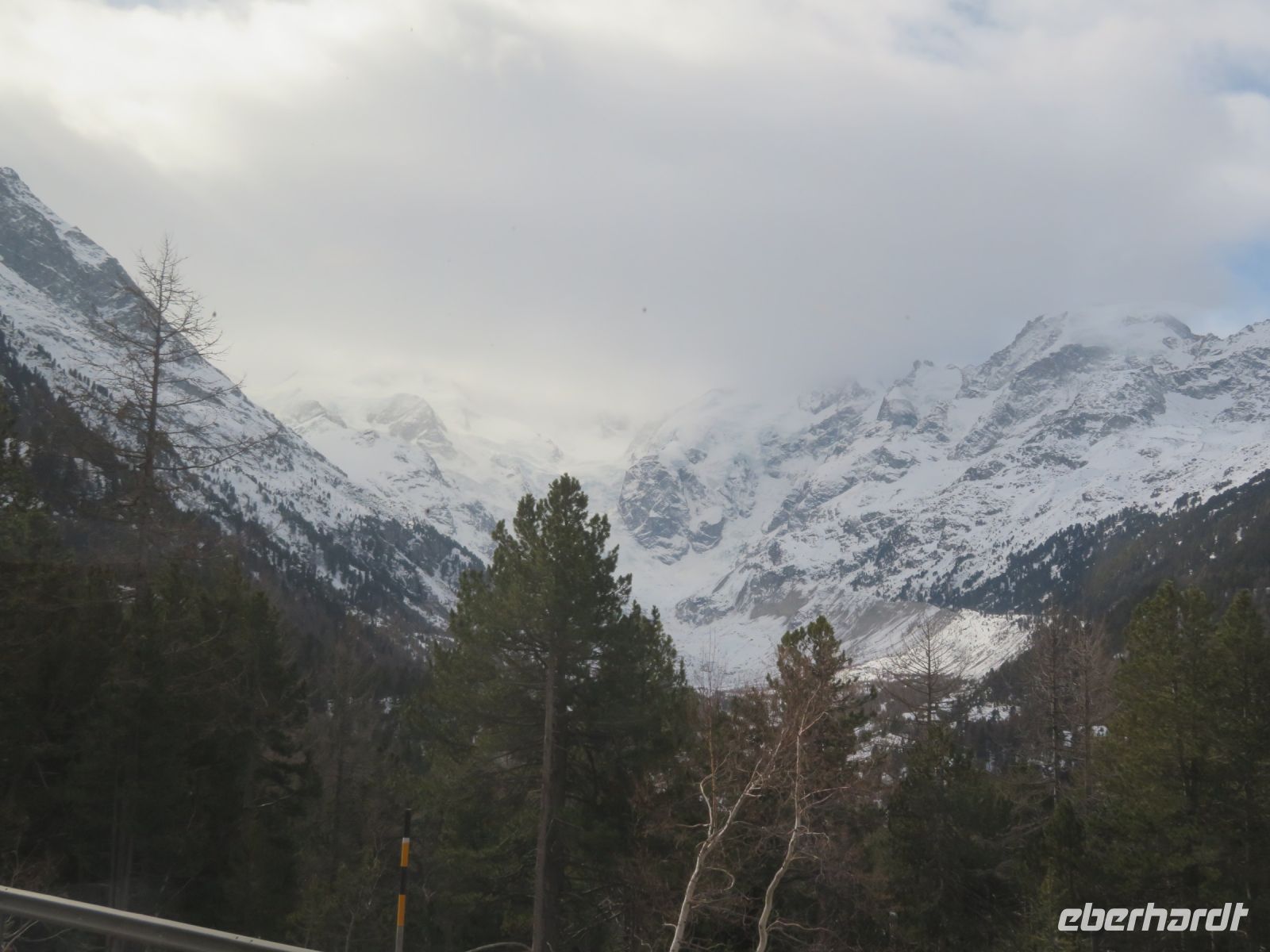 016 Fahrt mit dem Bernina-Express - Blick zum Morteratsch-Gletscher