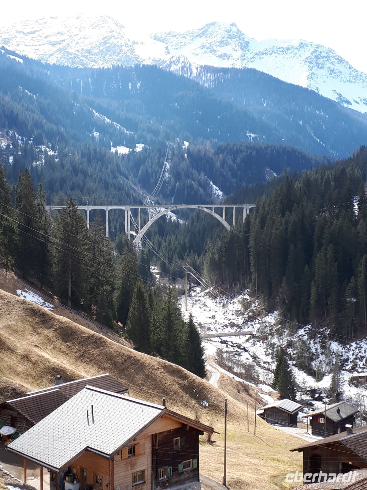 117.1 Fahrt mit der Arosabahn von Chur nach Arosa - Langwiesen-Viadukt