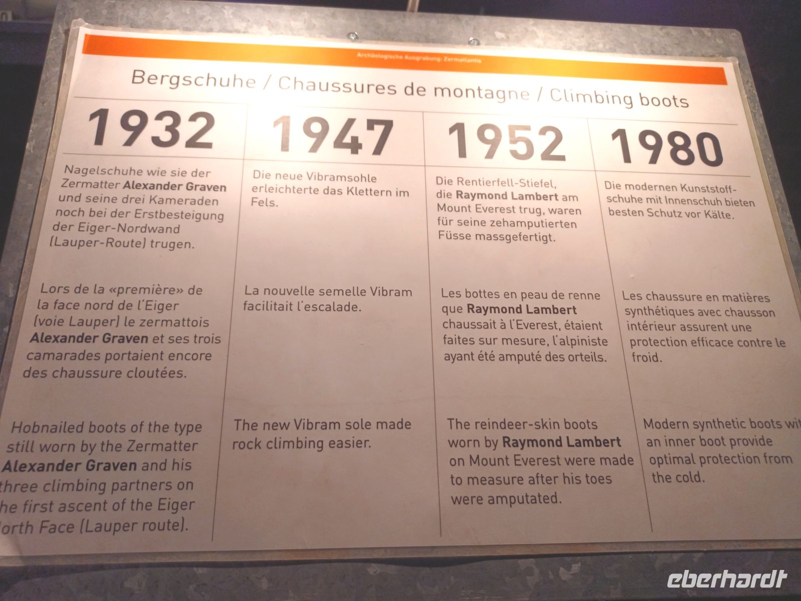 Zermatt-Matterhornmuseum: Bergsteigerstiefel im Wandel der Zeit