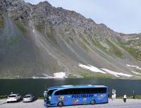 Unser Reisebus am Flüela-Pass