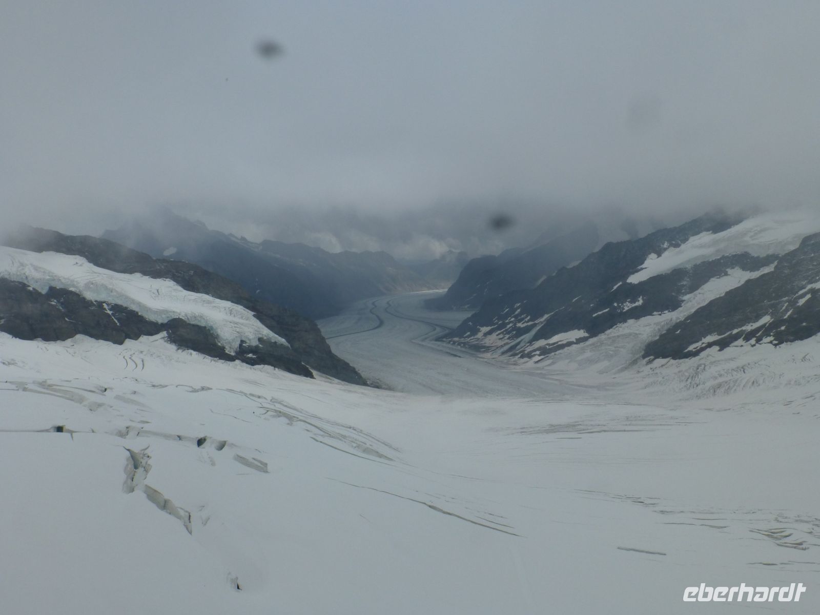 Der Aletschgletscher und im Hintergrund das Eggishorn, auf dem wir vor wenigen Tagen waren.