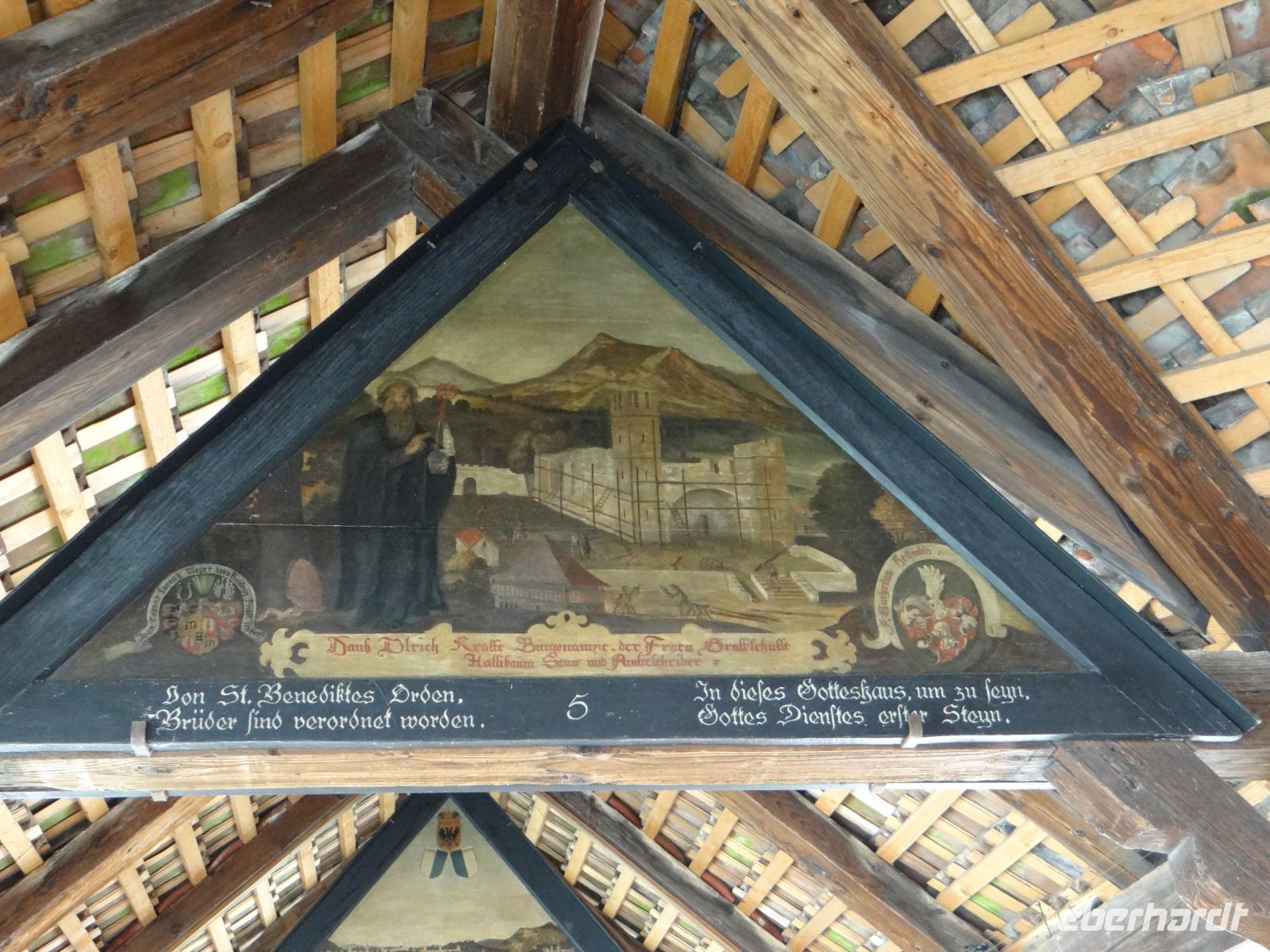 Luzern, Kapellbrücke, auch die Jesuitenkirche, die wir besuchen, ist im Bau zu sehen.