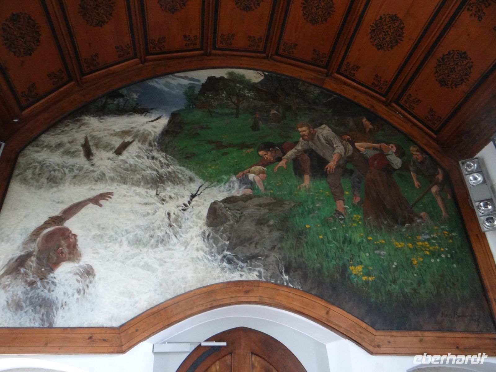 Küssnacht, Wilhelm Tell stirbt, als er ein Kind aus den wilden Fluten retten will. 