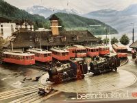 altes Depotgebäude und Draisine vorne