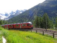 Montebello-Kurve mit Morteratschgletscher, Pontresina, Schweiz