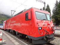 Lokomotive der Matterhorn-Gotthard-Bahn, Andermatt, Schweiz