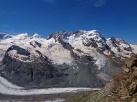 Gornergratgletscher mit Pollux Zwillinge, Breithorn und Kleinmatterhorn, Gornergrat, Schweiz