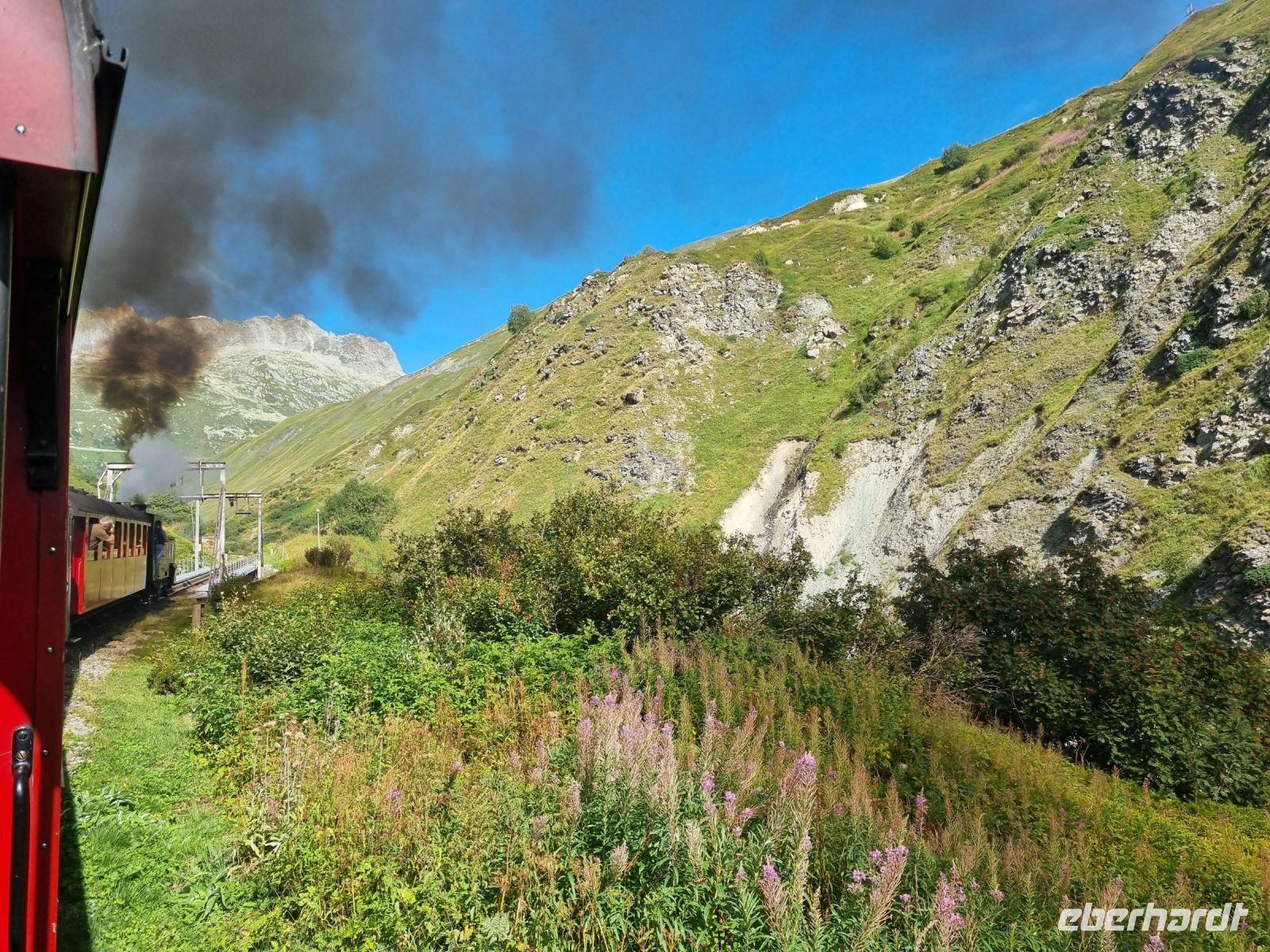 Fahrt mit der Furka-Dampfbahn von Realp nach Oberwald...