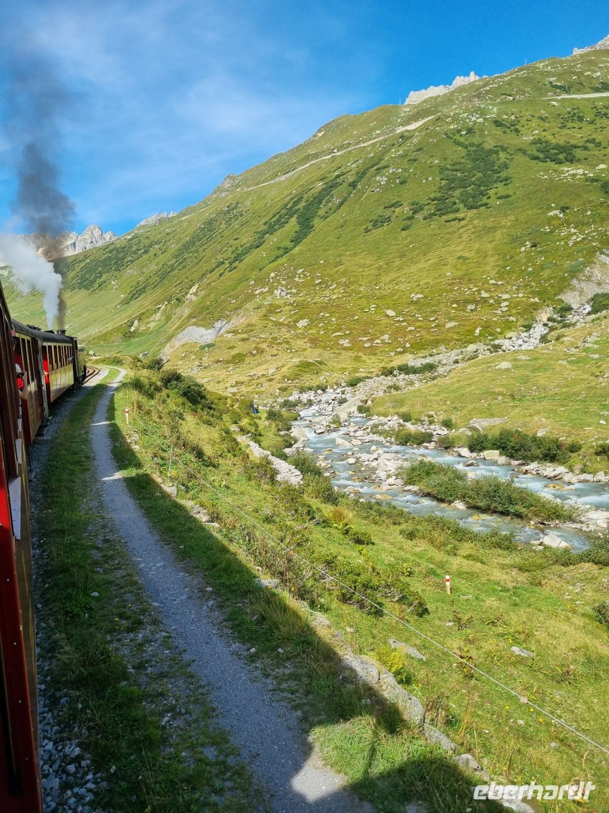 Fahrt mit der Furka-Dampfbahn von Realp nach Oberwald...