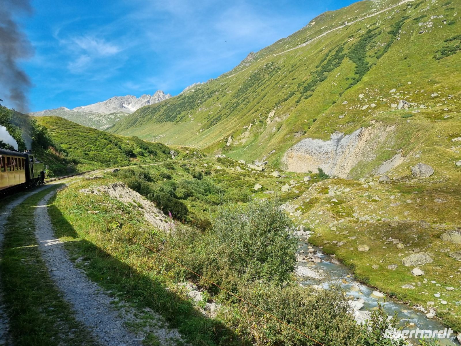 Fahrt mit der Furka-Dampfbahn von Realp nach Oberwald...