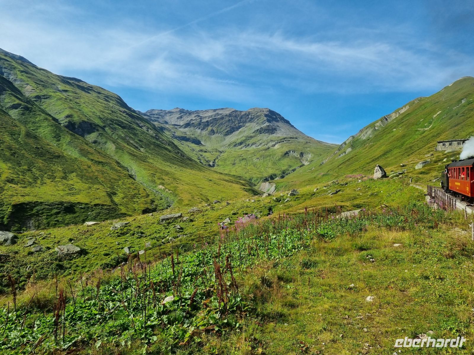 Fahrt mit der Furka-Dampfbahn von Realp nach Oberwald...