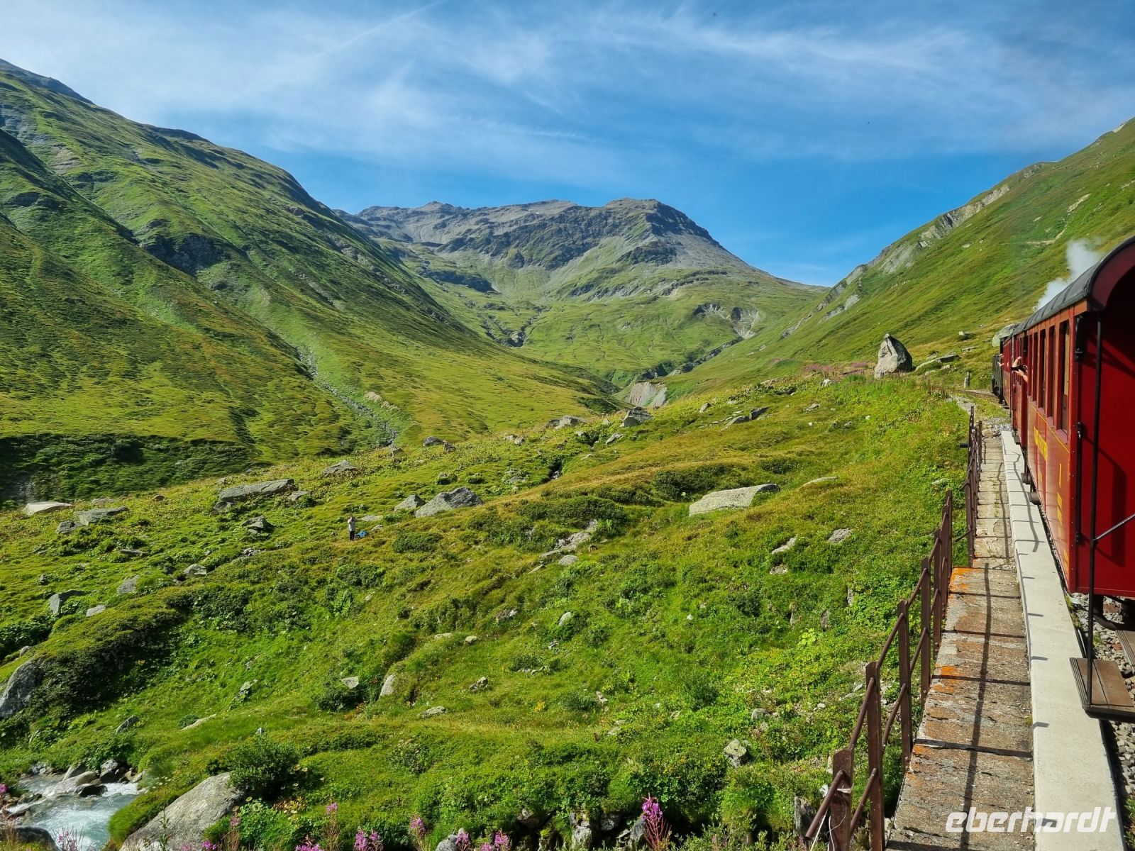Fahrt mit der Furka-Dampfbahn von Realp nach Oberwald...