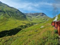Fahrt mit der Furka-Dampfbahn von Realp nach Oberwald...