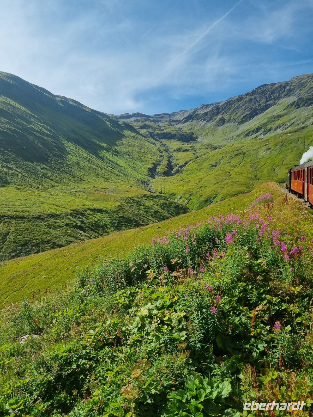 Fahrt mit der Furka-Dampfbahn von Realp nach Oberwald...
