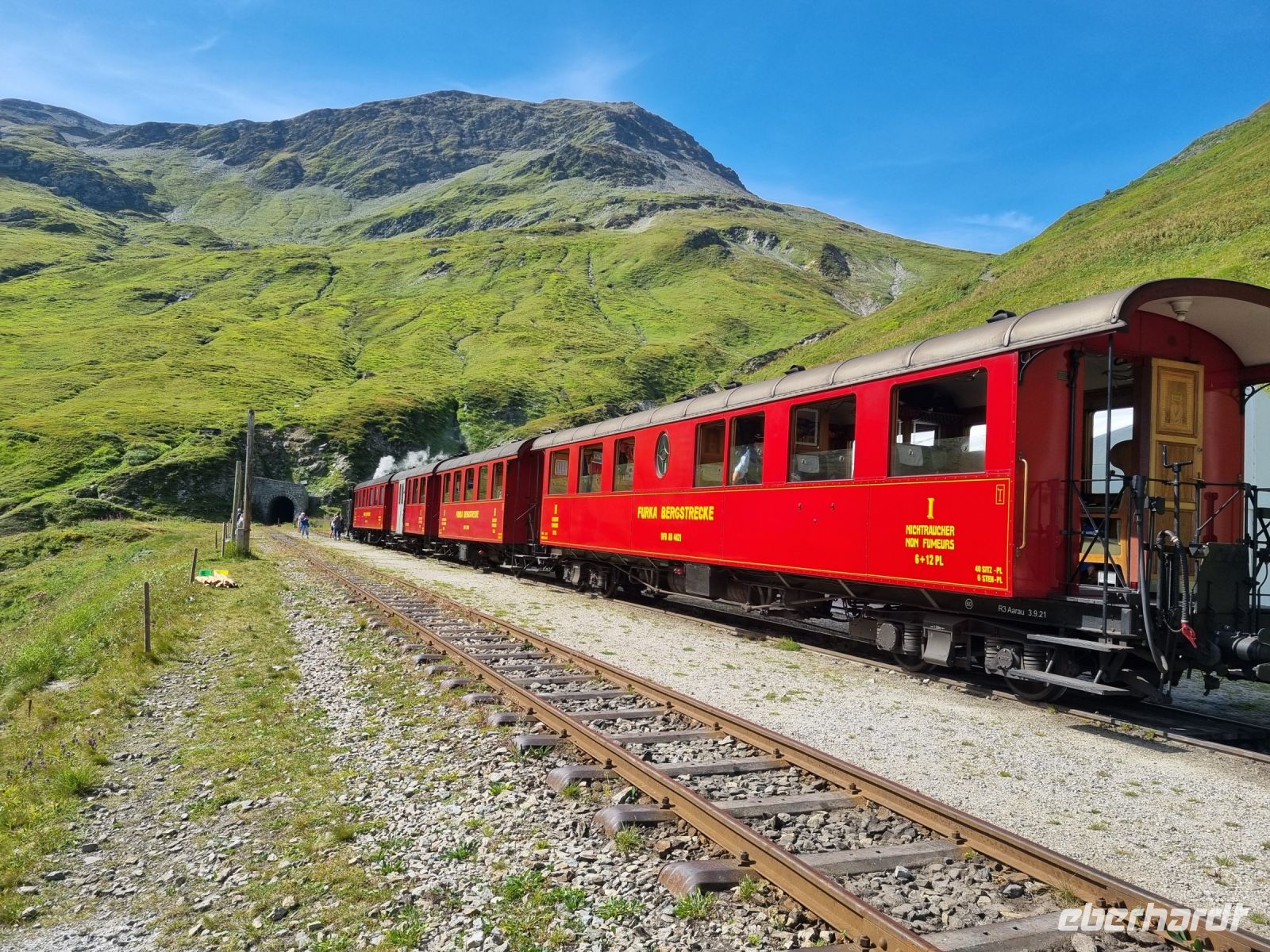 Fahrt mit der Furka-Dampfbahn von Realp nach Oberwald... (Station 