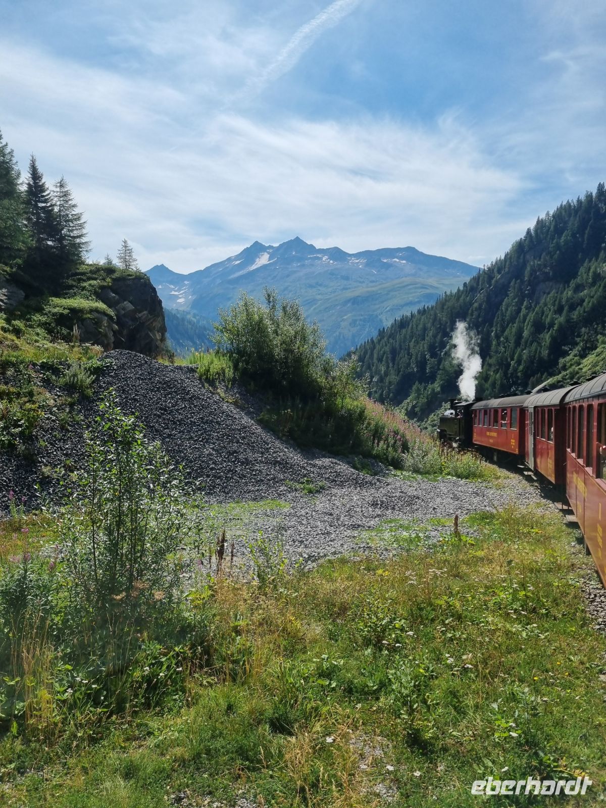 Fahrt mit der Furka-Dampfbahn von Realp nach Oberwald...