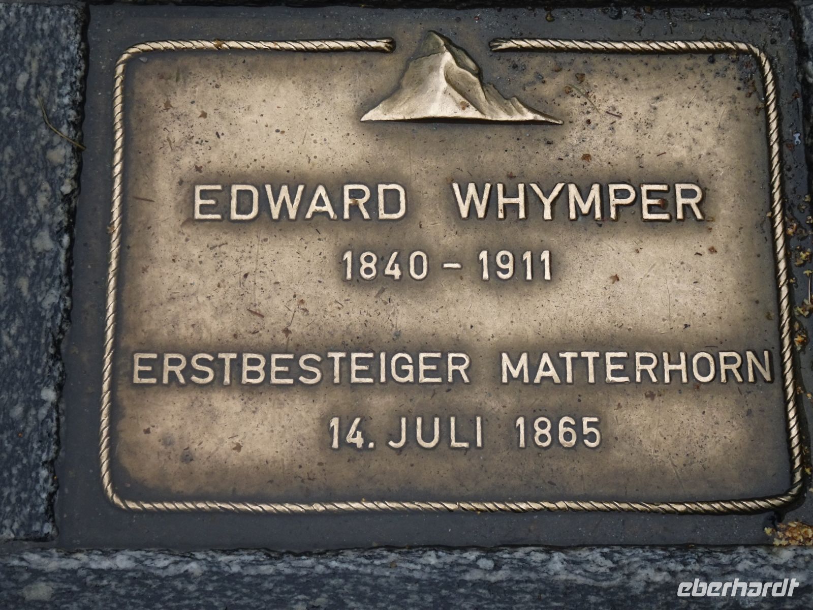 Zermatt, eingelassene Gedenktafel an die Erstbesteigung...