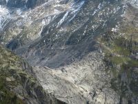 383  Panoramafahrt von Zermatt nach Interlaken - Fahrt über den Grimselpass - Blick zum Bett des Rhônegletschers