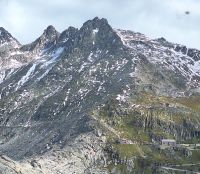 384 Panoramafahrt von Zermatt nach Interlaken - Fahrt über den Grimselpass - Blick zum Bett des Rhônegletschers