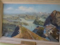 Gemalte Aussicht auf Kulm Hotel und Vierwaldstätter See