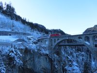 179 Rückfahrt mit dem Bus - Stopp am Solisviadukt - Der Glacier Express überquert das Viadukt