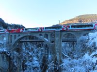 181 Rückfahrt mit dem Bus - Stopp am Solisviadukt - Der Glacier Express überquert das Viadukt