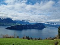 Fahrt mit der Rigi-Dampfbahn von Vitznau nach Rigi-Kulm (Vierwaldstättersee mit Bürgenstock)