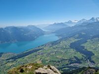 Ausblick vom Niesen auf Thuner- und Brienzersee 