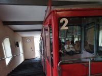 Abfahrt mit der Zahnradbahn vom Muottas Muragel Berg