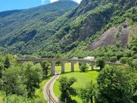Fahrt mit dem Bernina-Express (Kreisviadukt von Brusio)