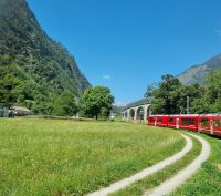 Fahrt mit dem Bernina-Express (Kreisviadukt von Brusio)