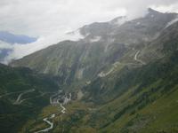 Strasse zum Furkapass - Blick auf Gletsch